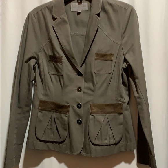 EARL RUTENBERG JACKET SZ M COTTON /w LEATHER TRIM - Picture 1 of 7
